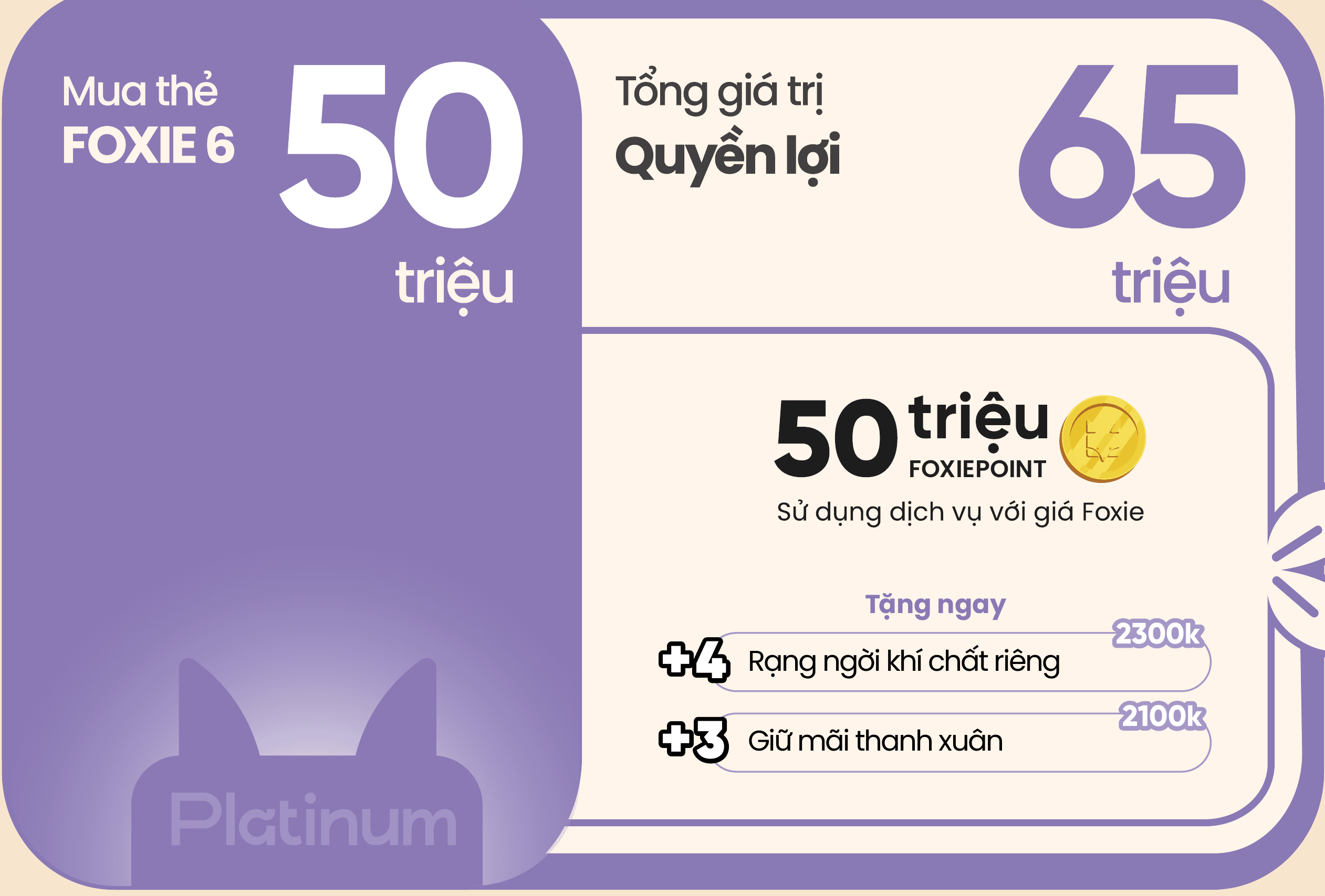 Foxie Platinum 50 triệu